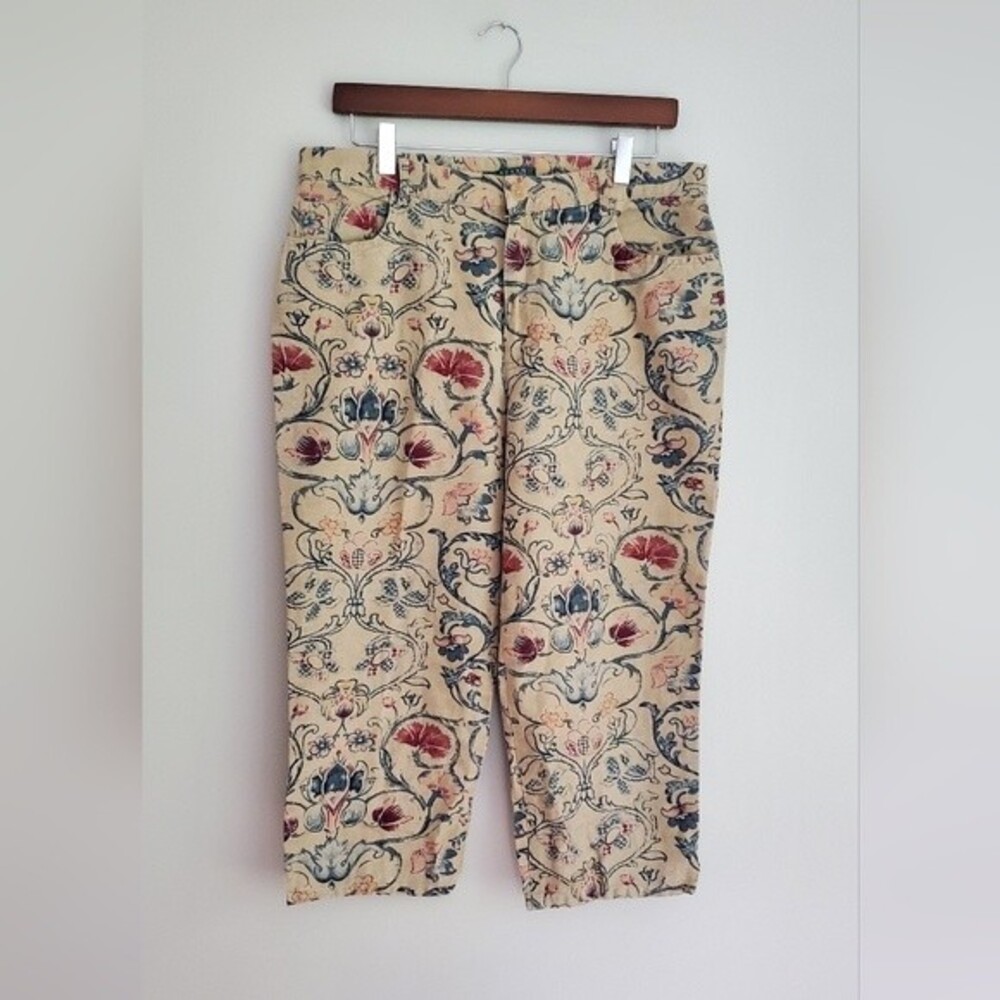 Lauren Ralph Lauren floral paisley printed linen/cotton women's capris size 12
